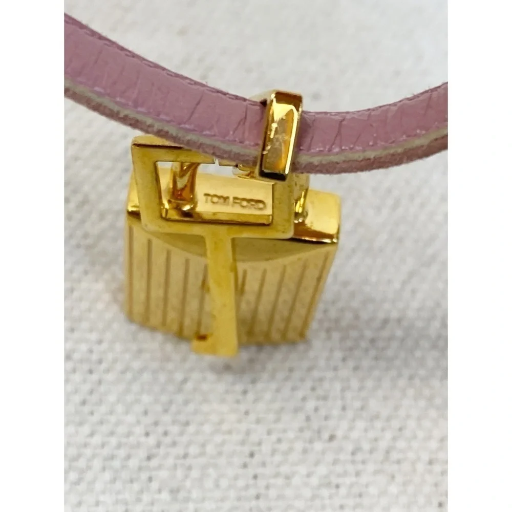 Authentic Tom Ford pink suede & Gold Padlock Anklet / Ankle Bracelet